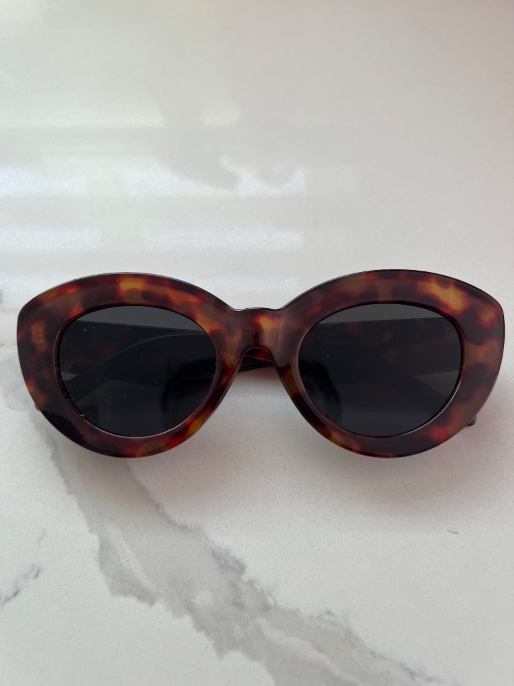 Tortoise Brown Shell Acetate Oval Sunglasses Chunky Frame (NEW) - Picture 2 of 6